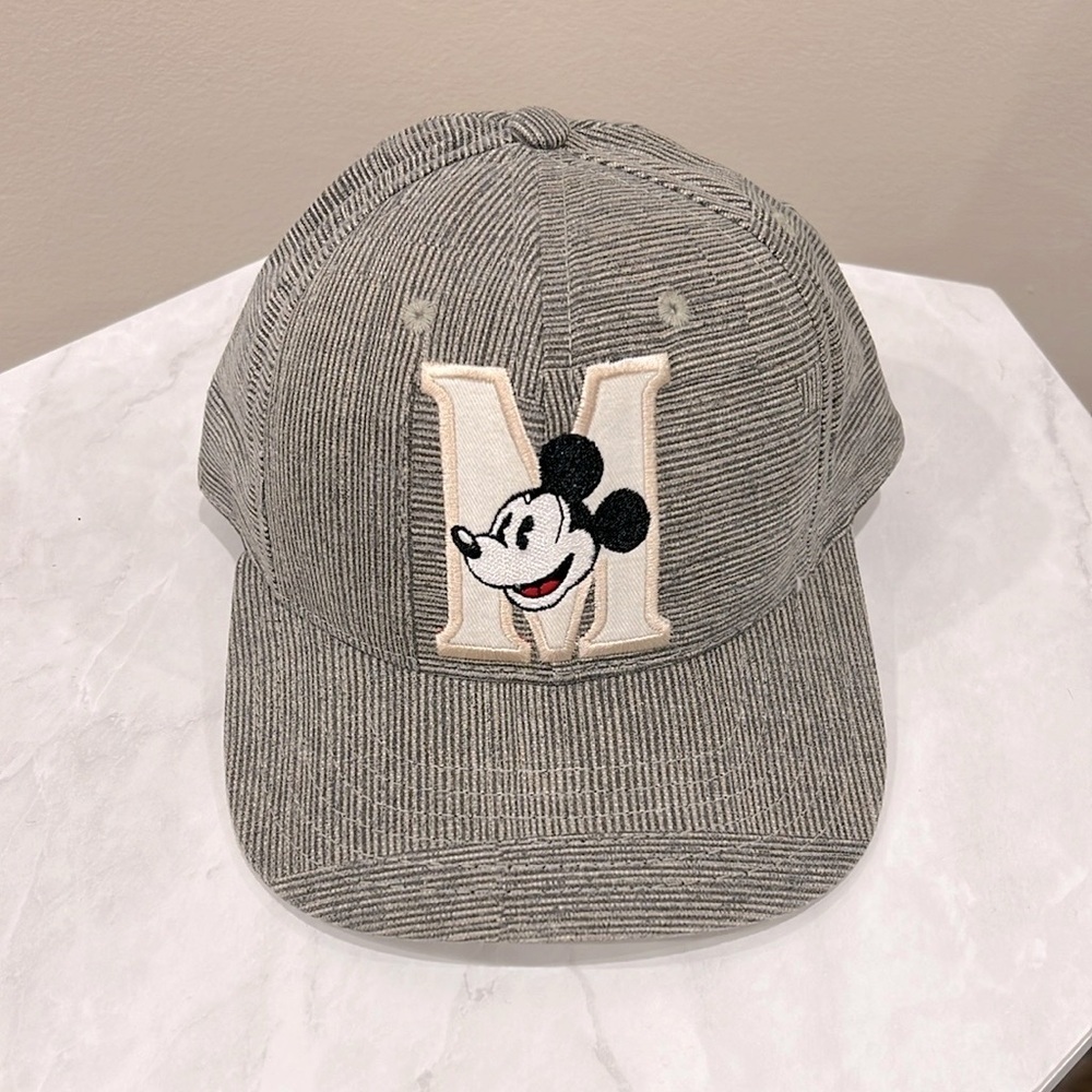 Gray Striped Cap With Mickey Mouse Patch - image 1